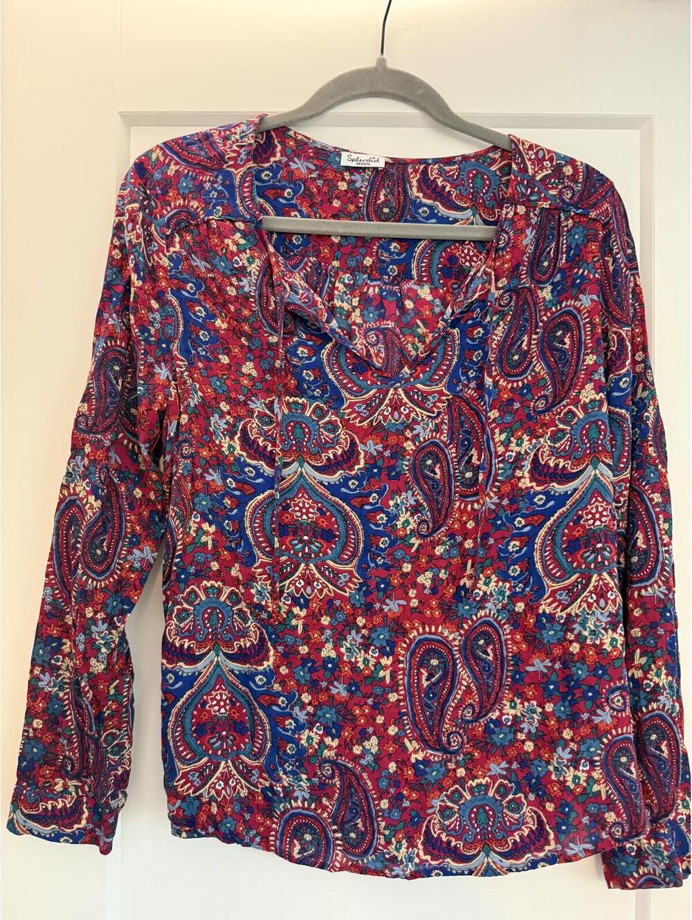 Splendid Medium Paisley Floral Print Long Sleeve Blouse